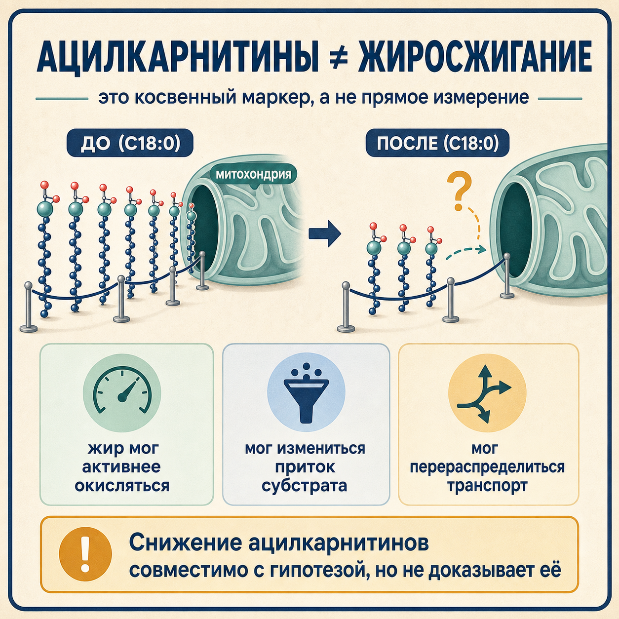 Ацилкарнитины ≠ жиросжигание: косвенный маркер, а не прямое измерение