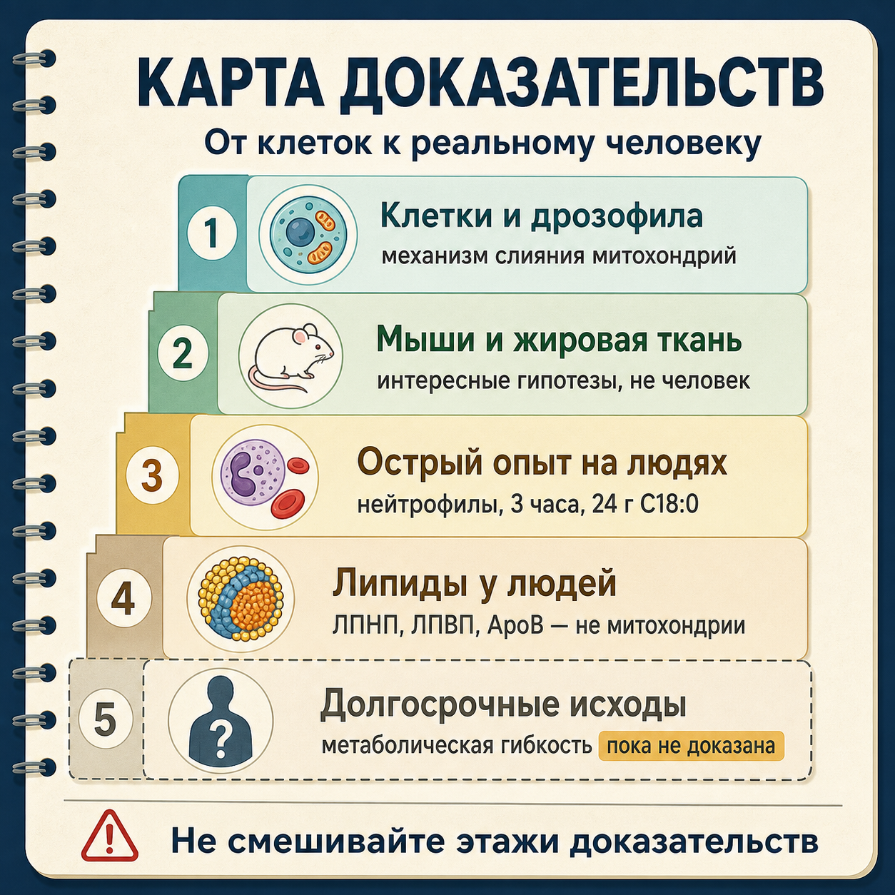 Карта доказательств: пять этажей от клеток к человеку