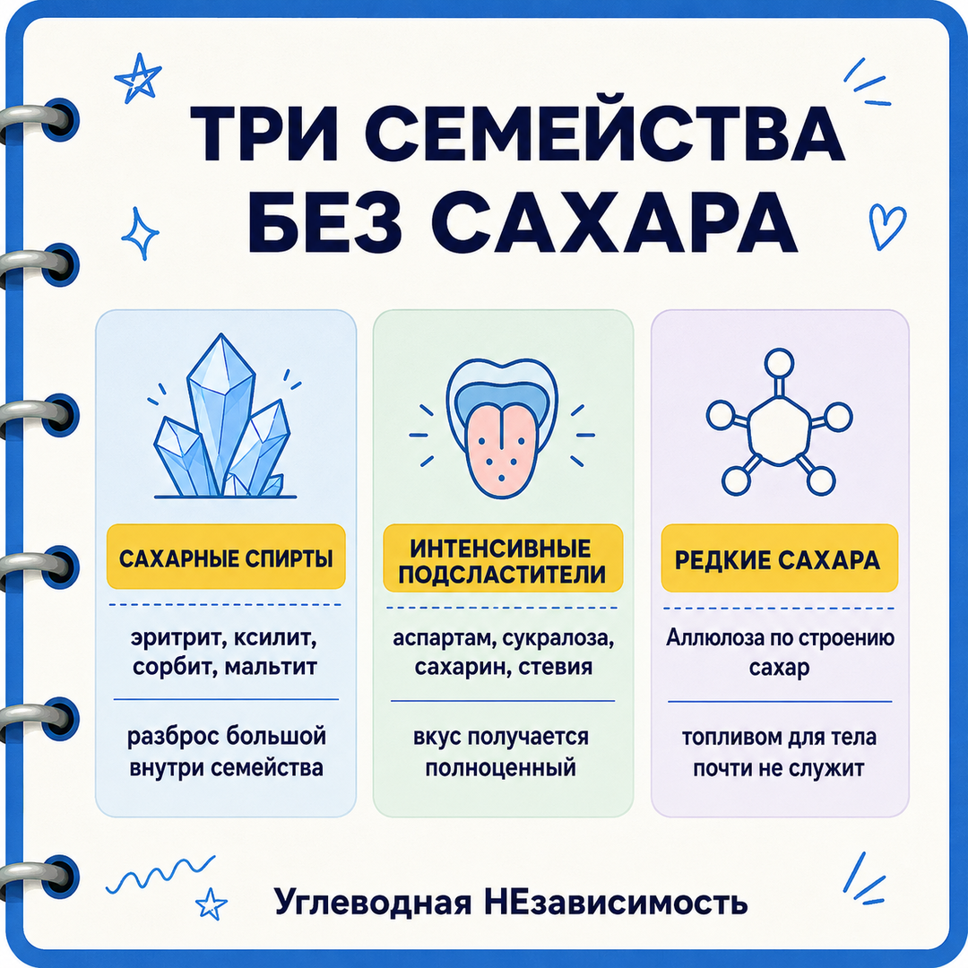 Три семейства заменителей сахара