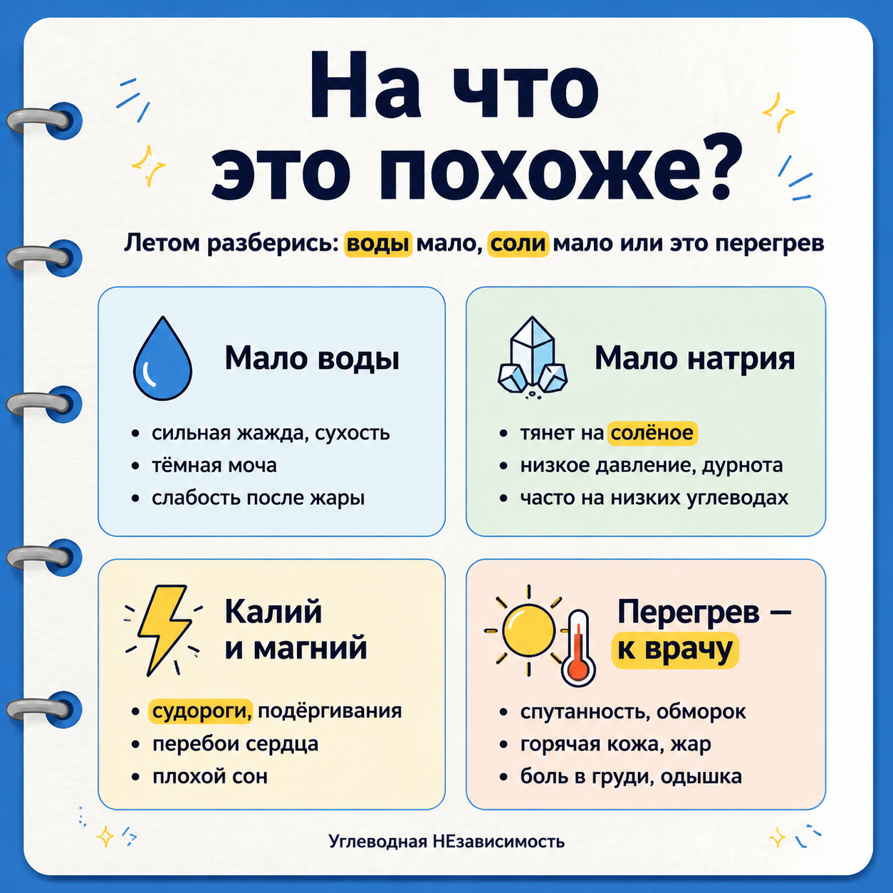 Матрица: вода, натрий, калий, магний, перегрев — как различать по симптомам