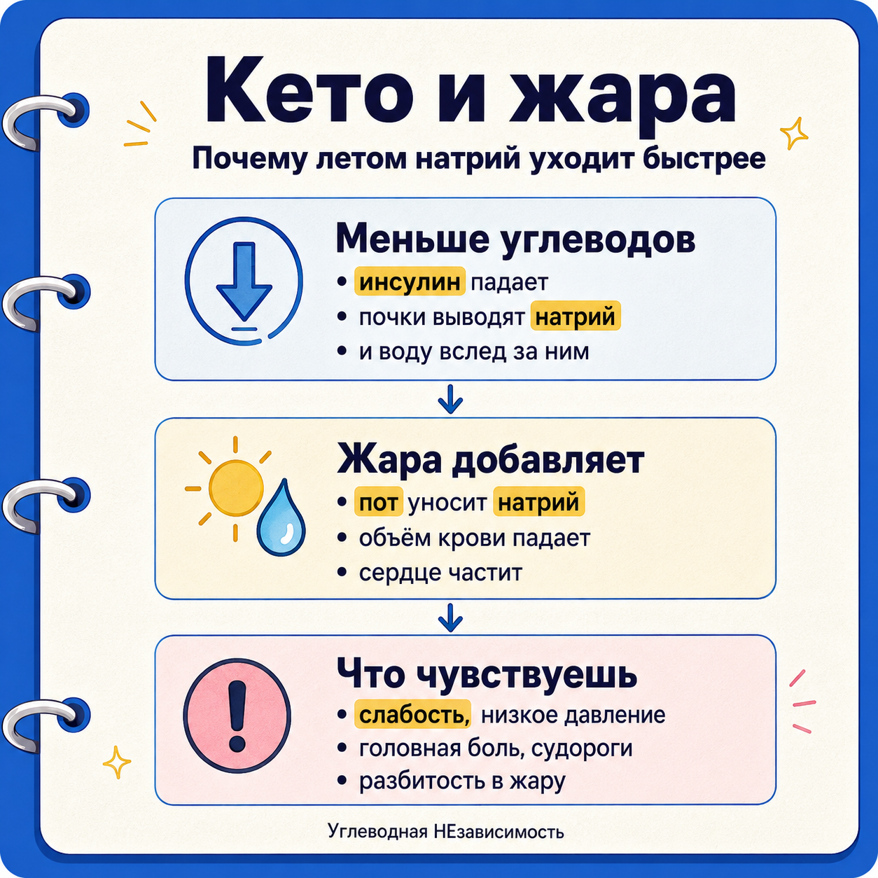 Кето и жара: почему натрий уходит быстрее и как это ощущается