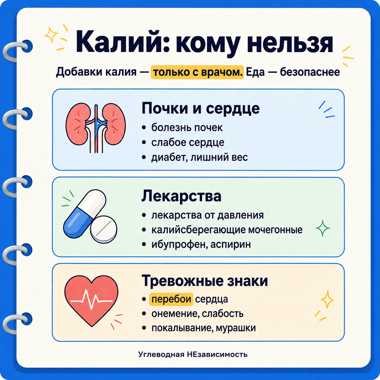 Безопасность калия: кому нельзя самоназначать добавки