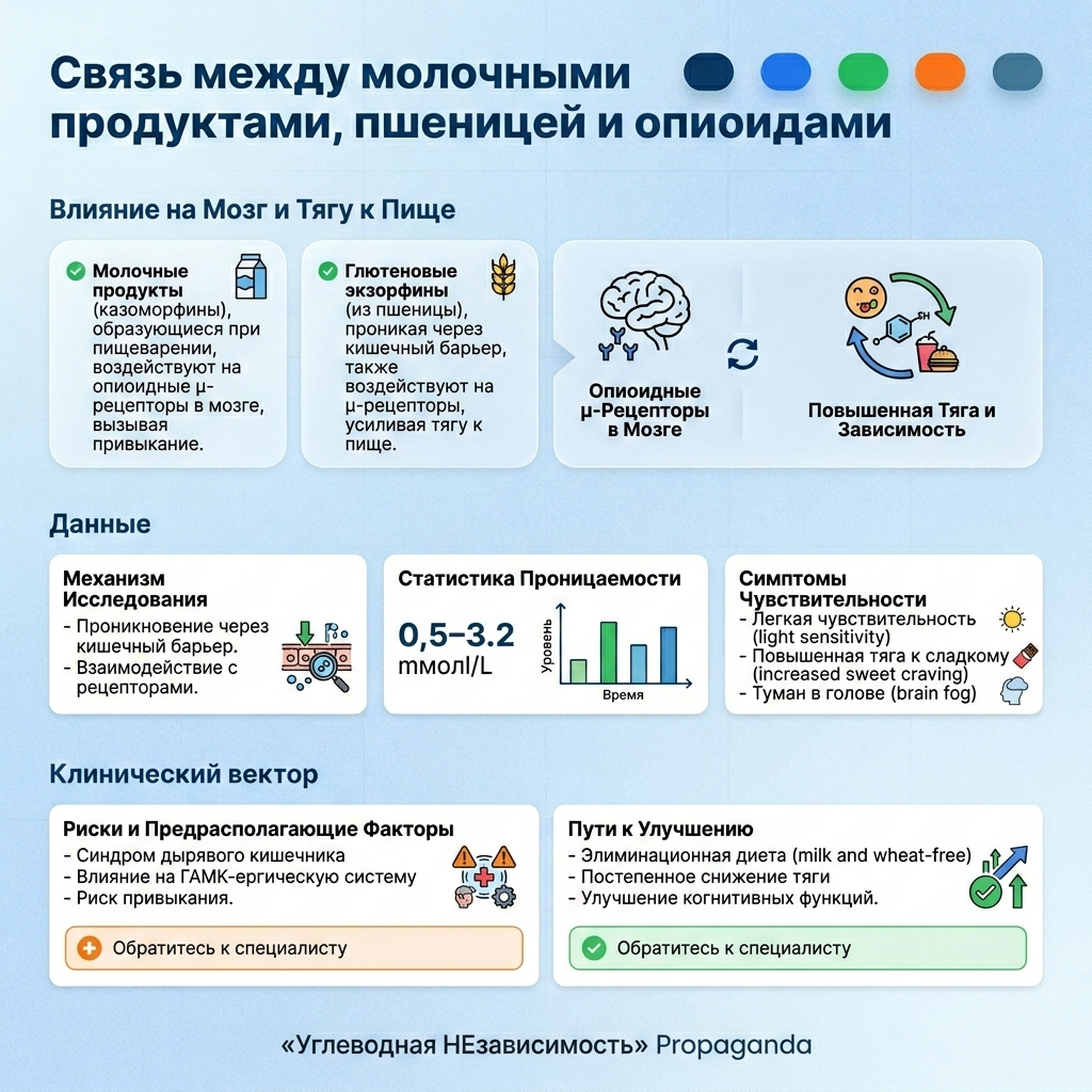 Инфографика: Связь между молочными продуктами, пшеницей и опиоидами