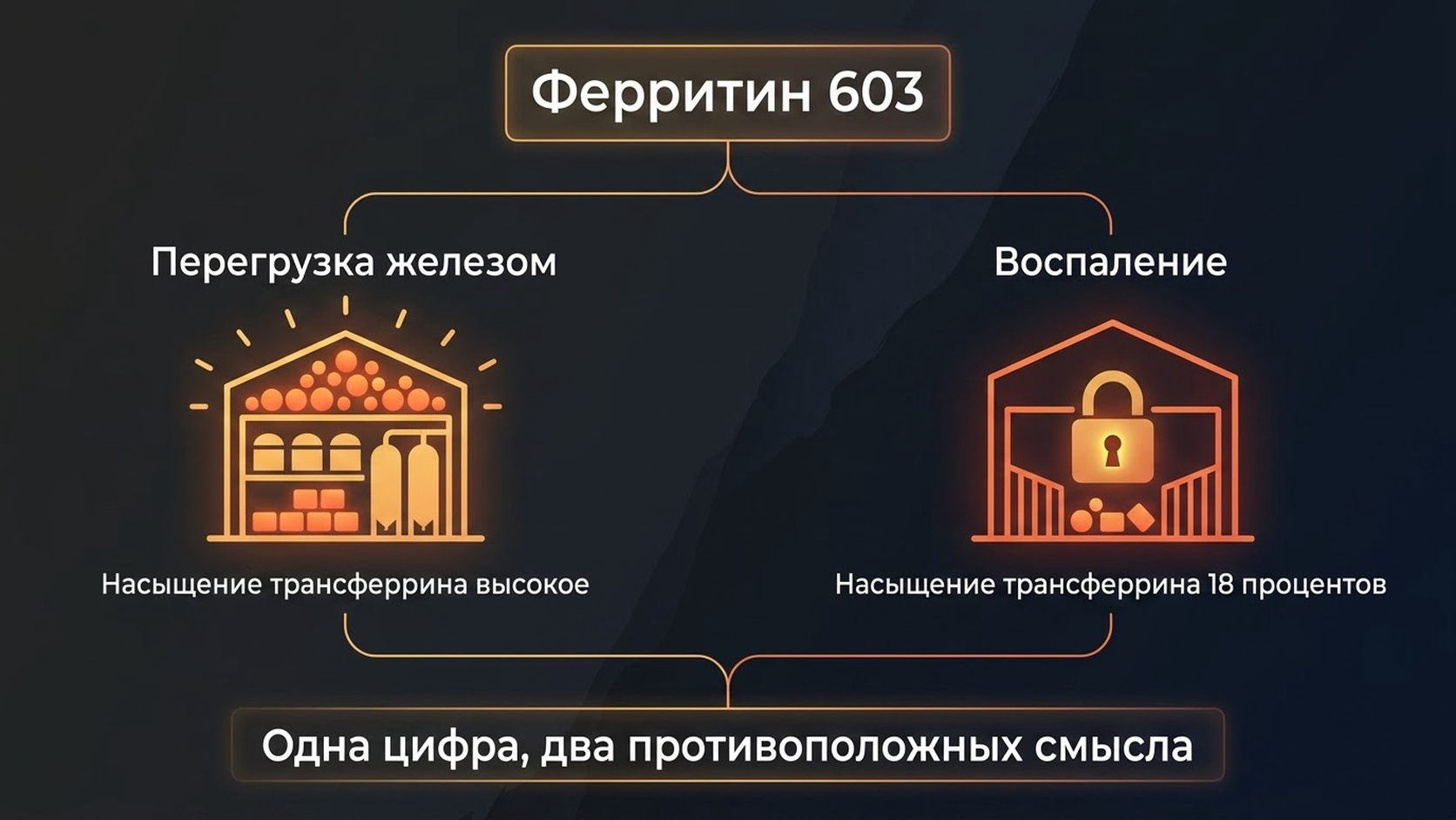 Высокий ферритин: перегрузка железом или воспаление