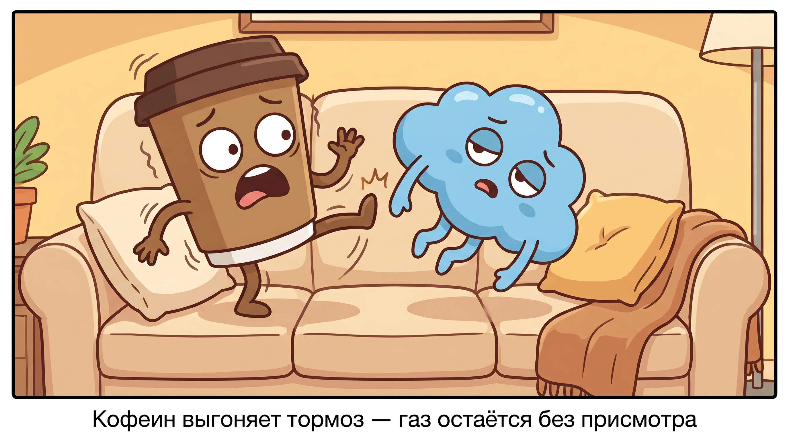 Кофеин выгоняет тормоз-ГАМК — газ остаётся без присмотра