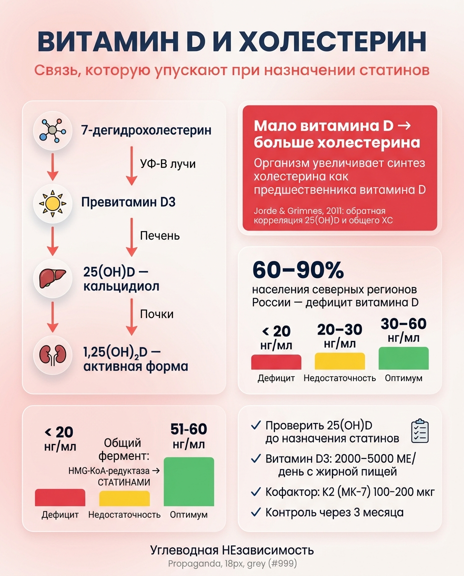 Инфографика: Витамин D и холестерин: почему статины не помогут, если проблема в дефиците