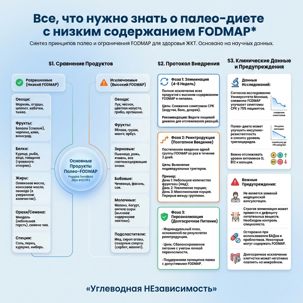 Инфографика: Все, что нужно знать о палео-диете с низким содержанием FODMAP*