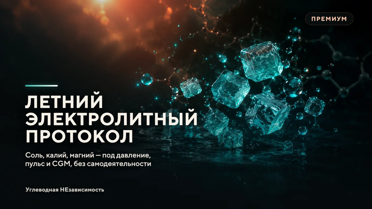 Летний электролитный протокол: соль, калий, магний, давление и CGM без самодеятельности